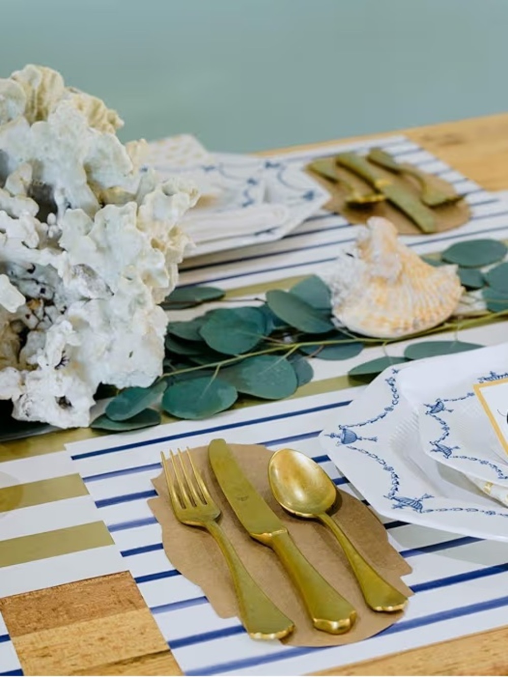 Hester and Cook Disposable Paper Placemats Navy Striped 24 sheets American Made